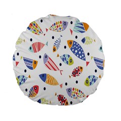 Love Fish Seaworld Swim Blue White Sea Water Cartoons Rainbow Standard 15  Premium Round Cushions by Mariart