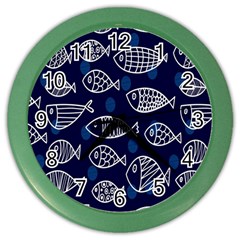 Love Fish Seaworld Swim Blue White Sea Water Cartoons Color Wall Clocks by Mariart