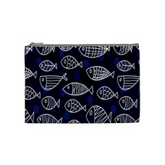 Love Fish Seaworld Swim Blue White Sea Water Cartoons Cosmetic Bag (medium)  by Mariart