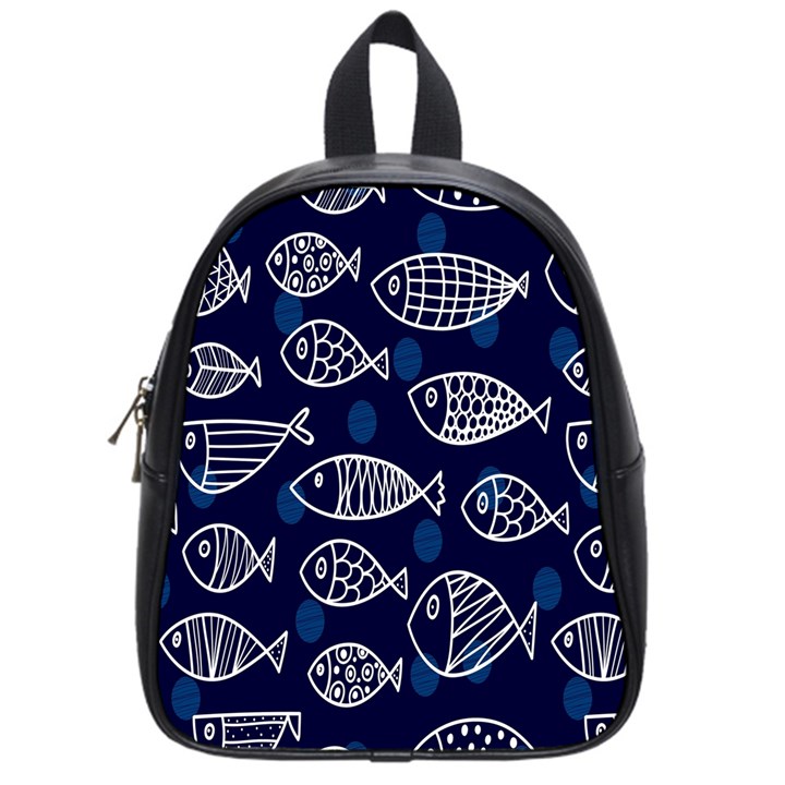 Love Fish Seaworld Swim Blue White Sea Water Cartoons School Bag (Small)