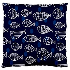 Love Fish Seaworld Swim Blue White Sea Water Cartoons Standard Flano Cushion Case (one Side) by Mariart