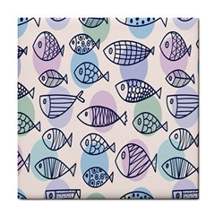 Love Fish Seaworld Swim Blue White Sea Water Cartoons Rainbow Polka Dots Tile Coasters by Mariart
