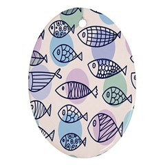 Love Fish Seaworld Swim Blue White Sea Water Cartoons Rainbow Polka Dots Ornament (oval) by Mariart