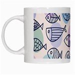 Love Fish Seaworld Swim Blue White Sea Water Cartoons Rainbow Polka Dots White Mugs Left