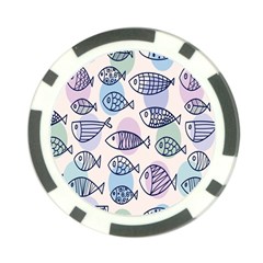 Love Fish Seaworld Swim Blue White Sea Water Cartoons Rainbow Polka Dots Poker Chip Card Guard by Mariart