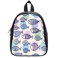 Love Fish Seaworld Swim Blue White Sea Water Cartoons Rainbow Polka Dots School Bag (small)