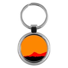 Mountains Natural Orange Red Black Key Chains (round)  by Mariart