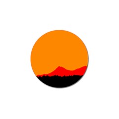 Mountains Natural Orange Red Black Golf Ball Marker