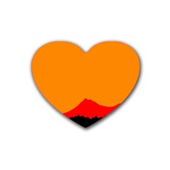 Mountains Natural Orange Red Black Heart Coaster (4 Pack)  by Mariart