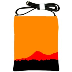 Mountains Natural Orange Red Black Shoulder Sling Bags