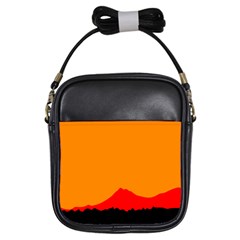 Mountains Natural Orange Red Black Girls Sling Bags by Mariart