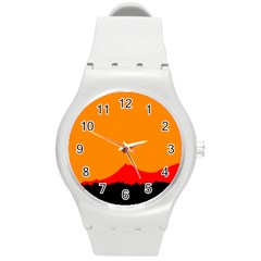 Mountains Natural Orange Red Black Round Plastic Sport Watch (m) by Mariart