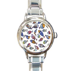 Love Fish Seaworld Swim Rainbow Cartoons Round Italian Charm Watch by Mariart