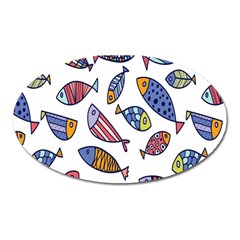 Love Fish Seaworld Swim Rainbow Cartoons Oval Magnet