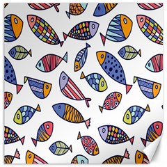 Love Fish Seaworld Swim Rainbow Cartoons Canvas 12  X 12   by Mariart