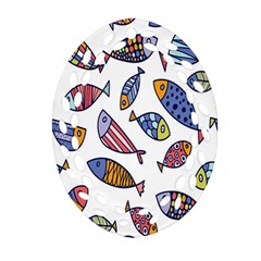 Love Fish Seaworld Swim Rainbow Cartoons Ornament (oval Filigree)