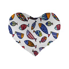 Love Fish Seaworld Swim Rainbow Cartoons Standard 16  Premium Flano Heart Shape Cushions