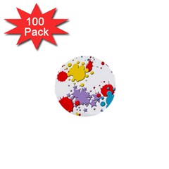 Paint Splash Rainbow Star 1  Mini Buttons (100 Pack) 