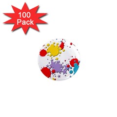 Paint Splash Rainbow Star 1  Mini Magnets (100 Pack) 