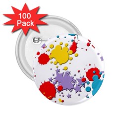 Paint Splash Rainbow Star 2 25  Buttons (100 Pack) 