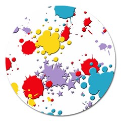 Paint Splash Rainbow Star Magnet 5  (round)