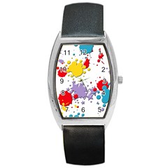 Paint Splash Rainbow Star Barrel Style Metal Watch