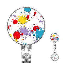 Paint Splash Rainbow Star Stainless Steel Nurses Watch by Mariart