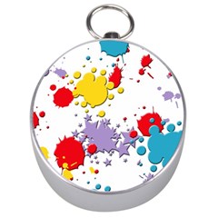 Paint Splash Rainbow Star Silver Compasses by Mariart