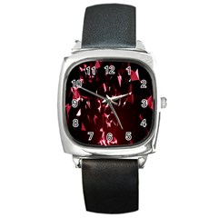 Lying Red Triangle Particles Dark Motion Square Metal Watch by Mariart