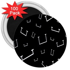 Pit White Black Sign Pattern 3  Magnets (100 Pack)