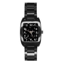 Pit White Black Sign Pattern Stainless Steel Barrel Watch