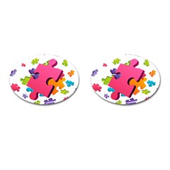 Passel Picture Green Pink Blue Sexy Game Cufflinks (oval)