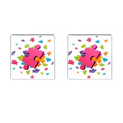 Passel Picture Green Pink Blue Sexy Game Cufflinks (square) by Mariart