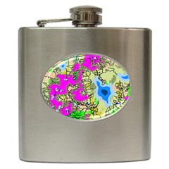 Painting Map Pink Green Blue Street Hip Flask (6 Oz)