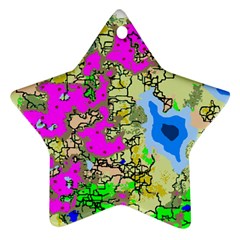 Painting Map Pink Green Blue Street Star Ornament (two Sides) by Mariart