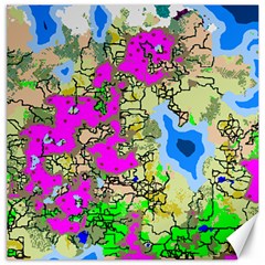 Painting Map Pink Green Blue Street Canvas 16  X 16  