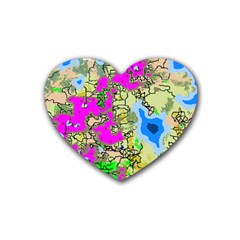 Painting Map Pink Green Blue Street Heart Coaster (4 Pack)  by Mariart