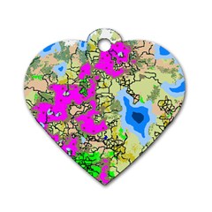 Painting Map Pink Green Blue Street Dog Tag Heart (two Sides) by Mariart