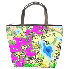 Painting Map Pink Green Blue Street Bucket Bags