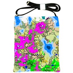 Painting Map Pink Green Blue Street Shoulder Sling Bags by Mariart