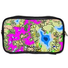 Painting Map Pink Green Blue Street Toiletries Bags 2-side