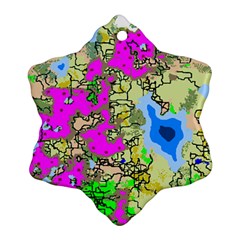 Painting Map Pink Green Blue Street Ornament (snowflake)