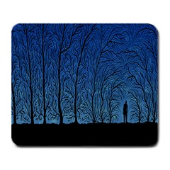 Forest Tree Night Blue Black Man Large Mousepads by Mariart