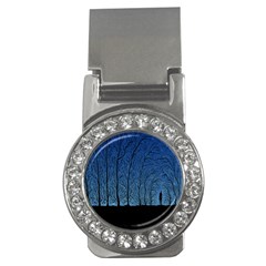 Forest Tree Night Blue Black Man Money Clips (cz)  by Mariart
