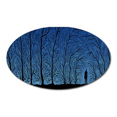 Forest Tree Night Blue Black Man Oval Magnet