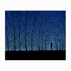 Forest Tree Night Blue Black Man Small Glasses Cloth (2-side)