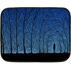 Forest Tree Night Blue Black Man Double Sided Fleece Blanket (mini)  by Mariart