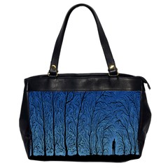 Forest Tree Night Blue Black Man Office Handbags (2 Sides)  by Mariart