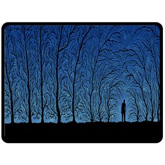 Forest Tree Night Blue Black Man Fleece Blanket (large) 