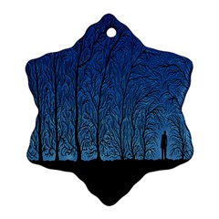 Forest Tree Night Blue Black Man Ornament (snowflake)